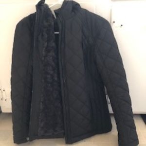 Lined Quilted Black Winter Coat